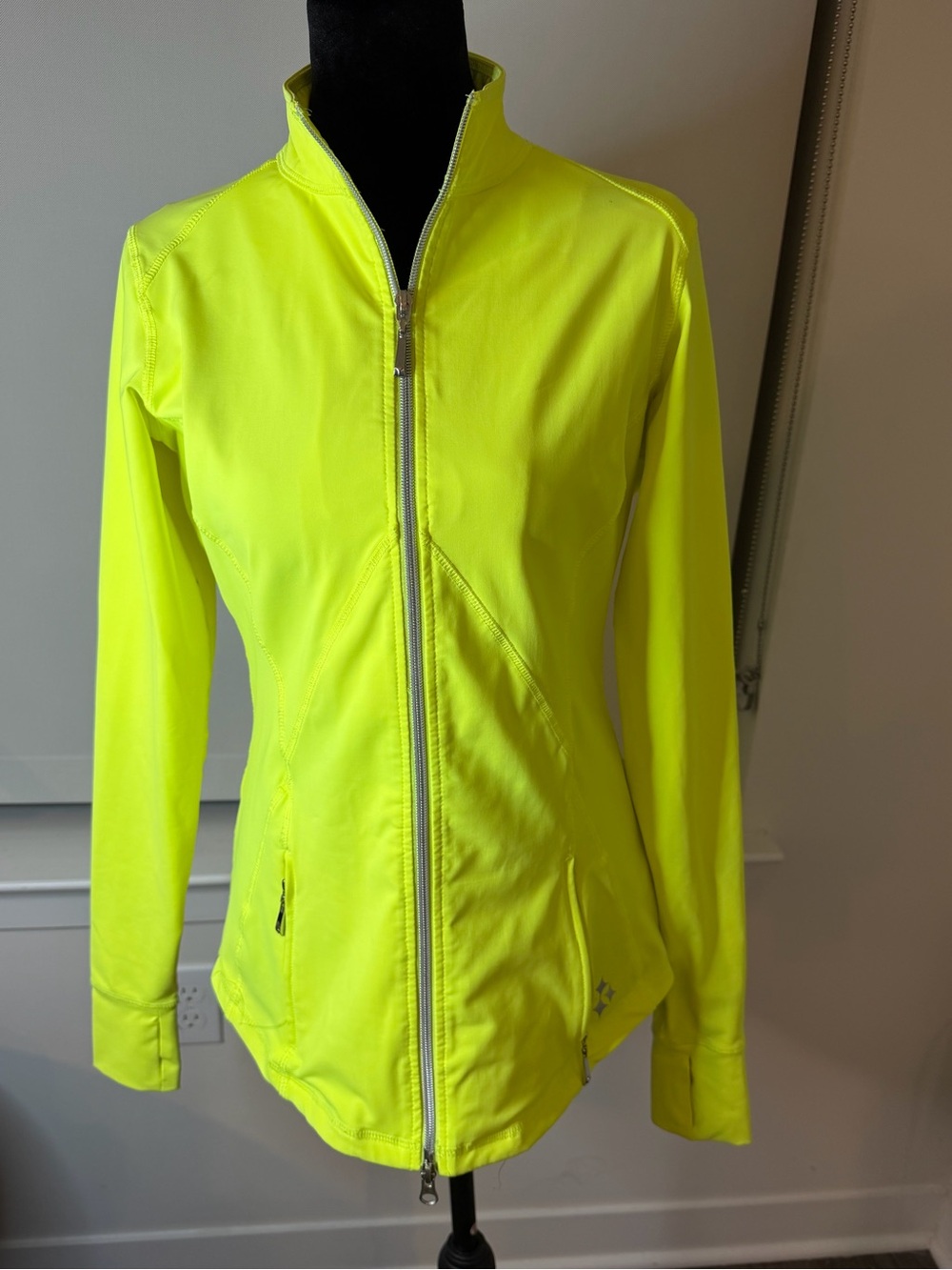 Ideology Sport Neon Yellow Full Zip Running Jacket Size S